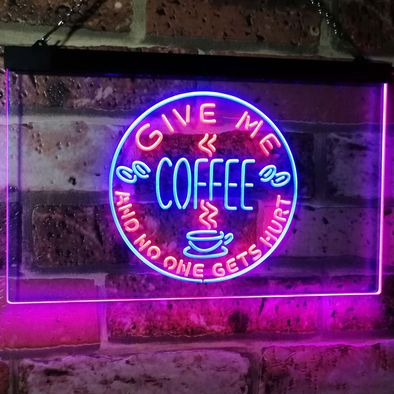 Give Me Coffee No One Gets Hurt Dual Color Led Neon Sign